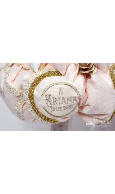 Lumanare botez cu fluturi si broderie personalizata gold 7